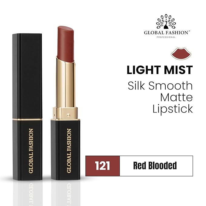 Global Fashion Silk Smooth Matte Lipstick – Long-Lasting, Luxurious Color, Rich Hydration, Lightweight Formula, Lightweight Matte Lip Color for Women, Available in Multiple Shades (121, 0.12 oz)