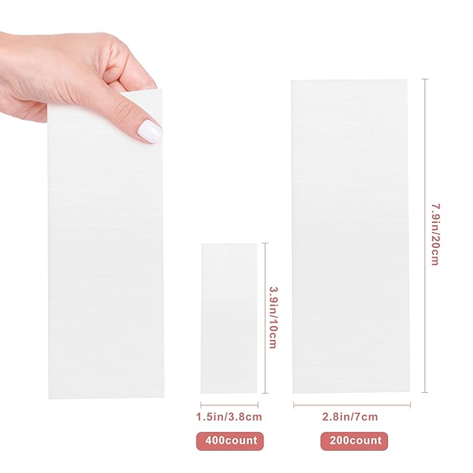600-Count Non Woven Wax Strips, 2 Size Body and Facial Epilating Wax Strips Paper for Hair Removal, Beauty Waxing Strips for Leg Face Chest Back and Bikini