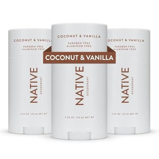 Native Deodorant Contains Naturally Derived Ingredients, 72 Hour Odor Control | Deodorant for Women and Men, Aluminum Free with Baking Soda, Coconut Oil and Shea Butter | Coconut & Vanilla, 3-Pack