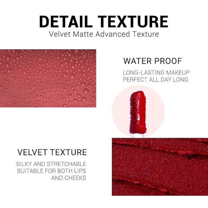 evpct 6Pcs Dark Light Nude Brown Matte Matt Liquid Lipstick Lip Gloss Glossy Set for Black Women, 24 Hour Brown Mauve Red Maroon Silky Velvet Lipstick Lip Liner set labiales matte larga duracion 24