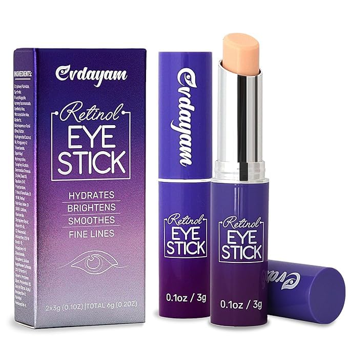 Eye Cream for Dark Circles and Puffiness 2 packs – Under Eye Balm Stick with Caffeine – Eye Brightener Stick for Eye Bags, Wrinkles, Fine Lines –