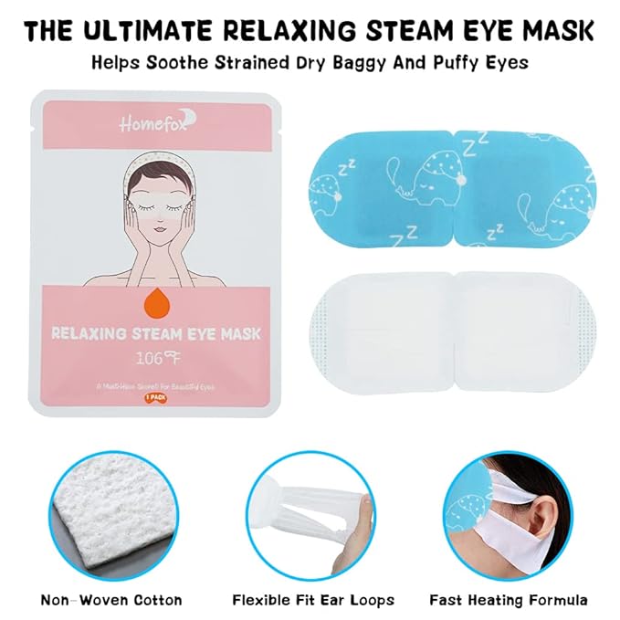 16 Pack Steam Eye Mask for Dry Eye Care - Bulk Disposable Heating Eye Mask for Dark Circles and Puffiness Relief Soothing Moisturizing Warm Eyes Care Pads Relax Therapy, Fragrance Free