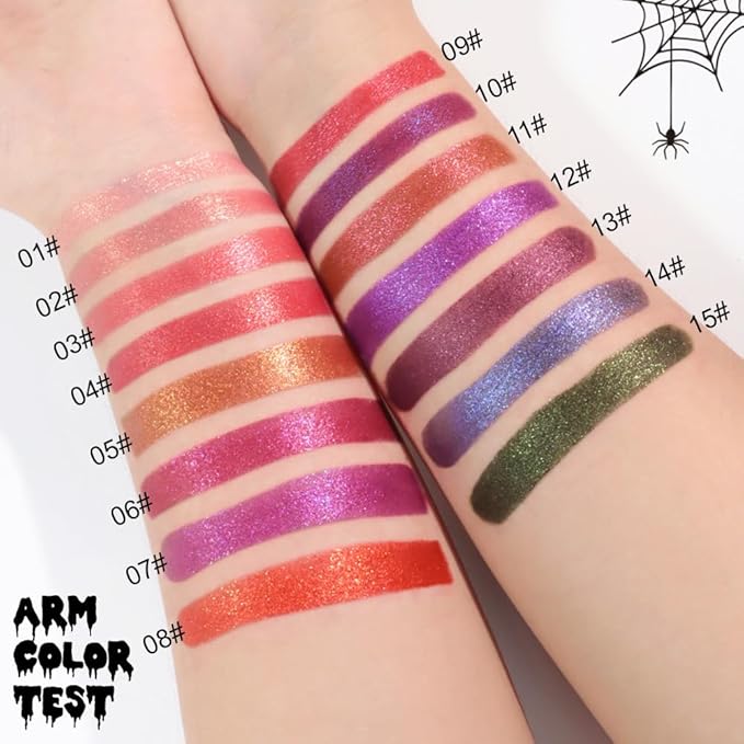 Kaely Glitter Metallic Lipstick, Shimmer Metallic Lipsticks for Women, High Pigmented Lip Gloss Long Lasting Waterproof Smudge Proof 24 Hour, Halloween Makeup, Vegan & Cruelty-Free, 01