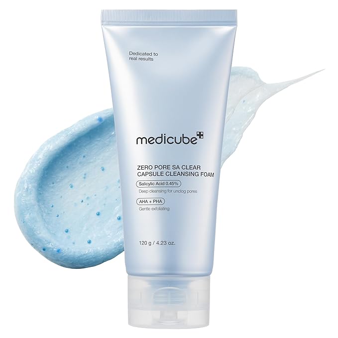 medicube Zero Pore Clear Blue Capsule Facial Deep Cleanser for Skin Texture, Blackhead & Pore Care | AHA, BHA & PHA for Double Cleansing, Daily Gentle Face Wash, Korean Skincare | 120g / 4.23 oz
