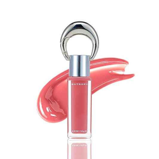 ENTROPY Makeup 2-in-1 Charm Shiny Glowy Lip & Cheek Gloss Tint Keychain, High Pigment Glossy Lip Color & Plumping Gloss, C3 Ruby Charm
