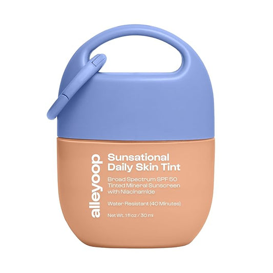 Alleyoop Sunsational Tinted Moisturizer SPF 50 for Face Broad Spectrum – 100% Mineral Face Sunscreen with Jojoba, Hydrating & Soothing Tinted Sunscreen, Vegan & Cruelty-Free (Shine)