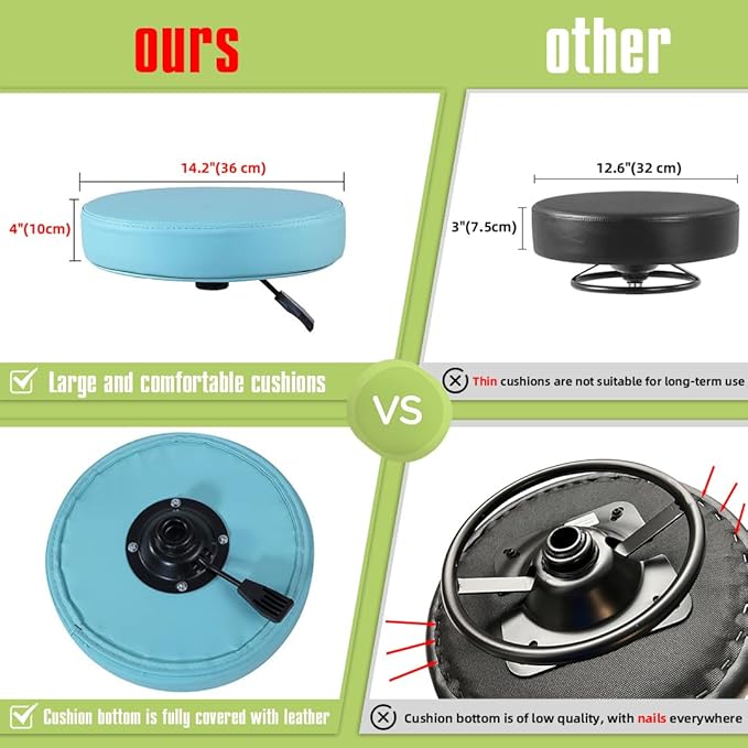 Rolling Stool with Wheels Heavy Duty Hydraulic for Shop Guitar Lab Tattoo Workbench Medical,Adjustable Swivel Stool Chair (Cyan)