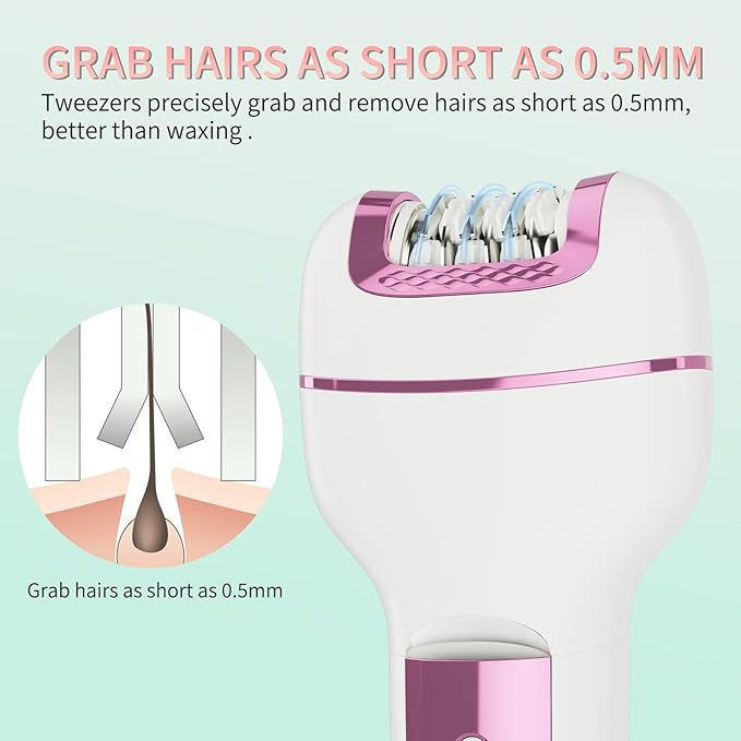 Epilator for Women 3-in-1 Epilator, Body Hair Removal Device,Wet/Dry, Waterproof, Cordless Rechargeable Electric Trimmer & Shaver & Callus Remover for Women & Men 606 Pink