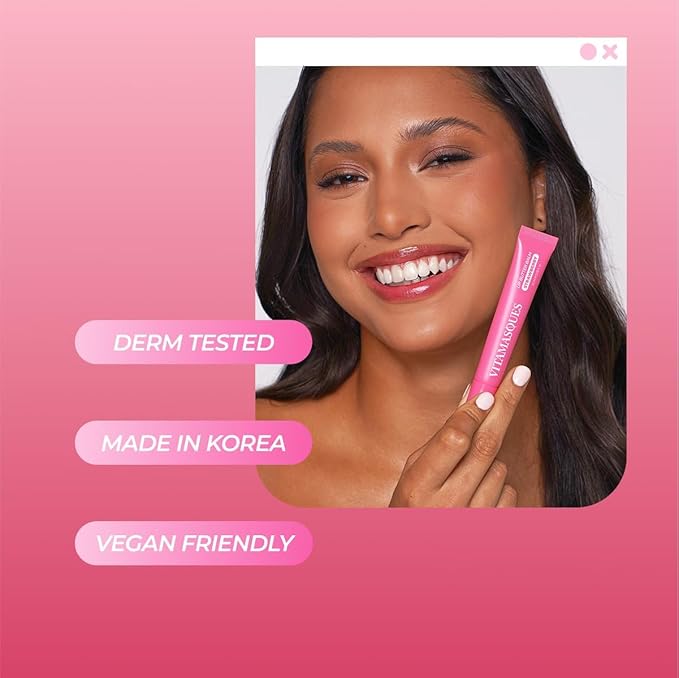 Vitamasques Lip Butter Balm Strawberry, Korean Lip Balm - Peptide Lip Treatment - Lip Balm Hydrating - Light Tinted Lip balm - Made in Korea - 0.33 fl.oz