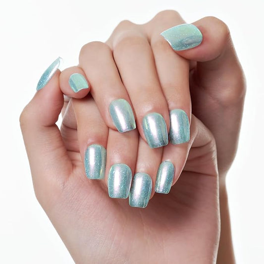 GLAMERMAID Glitter Silver Press On Nails Extra Short Square, Handmade Jelly Soft Gel Nails Fake Nails kit, Glossy Nails Glue on Nail Reusable Acrylic False Nails Manicure Kits for Women