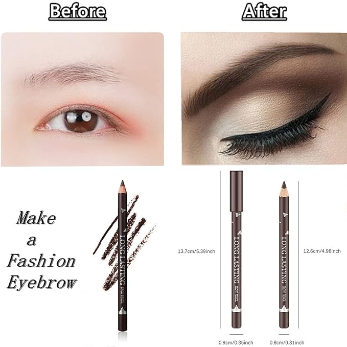 Go Ho 6 PCS Eyebrow Eye Liner Pencil Set,Easy to Color Sweatproof Eye Brow Pencil,Professional Long-lasting Eyeliner Gel Makeup Brow Tint Pen,3 Colors(Black,Brown,Dark Brown)