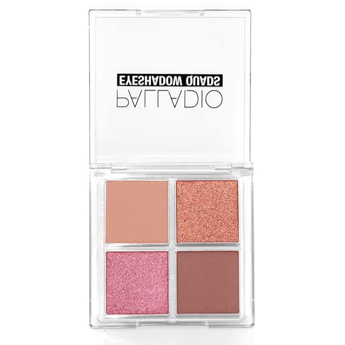 Palladio Eyeshadow Quads, Velvety Pigmented Blendable Matte, Metallic & Shimmer Finishes, Creamy Formula, Four Way Quad Eye Shadow Palette, Talc-Free (Gossip Girl)
