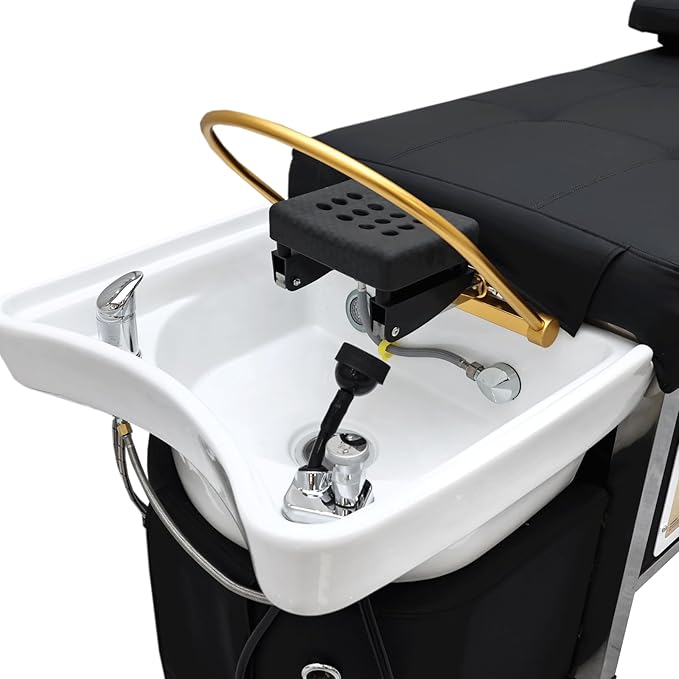 TATARTIST Head Spa Bed Head Care Shampoo Bed Head Spa Equipment Shampoo Backwash Unit with Cover Pillow Hair Salon Massage Table (Black)