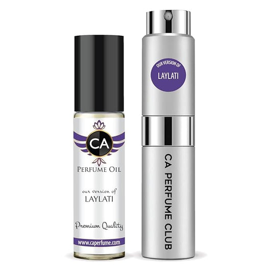 CA Perfume Duo Impression of Laylati For Women And Men Perfume Layering Set Long Lasting Travel Size EDP + Body Oil Roll-On Bottle 0.27 Fl Oz+0.33 Fl Oz