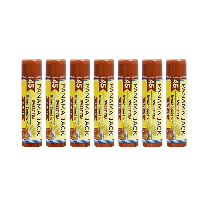 Panama Jack Sunscreen Lip Balm - SPF 45, Broad Spectrum UVA-UVB Sunscreen Protection, Prevents & Soothes Dry, Chapped Lips, Sweet Tea, 12-pack