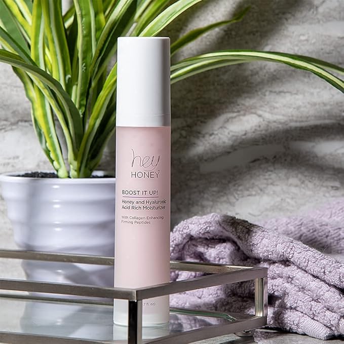 Hey Honey Skincare Boost It Up Honey Extract & Hyaluronic Acid Rich Moisturizer | Targets Premature and Advanced Signs of Aging | Cruelty Free, Clean Ingredients and Paraben Free | 1.7 Oz