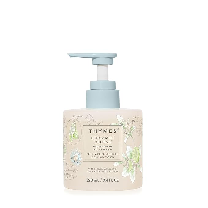 Thymes Nourishing Hand Wash - Liquid Hand Soap for Bathroom or Kitchen - Liquid Soap with Notes of Bergamot, Lemon, Orange Flower, Lotus & Sandalwood (Bergamot Nectar, 9.4 fl oz)