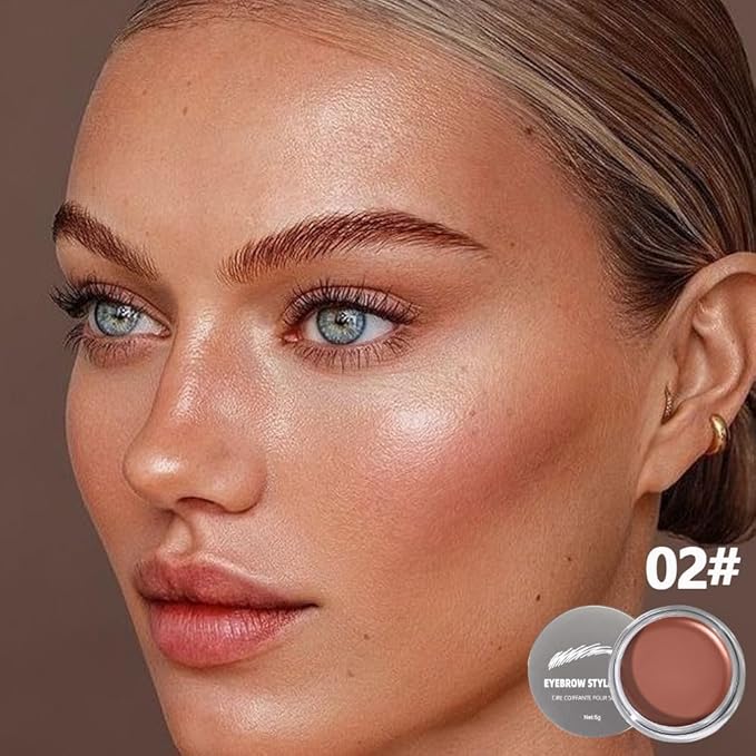 Brow Kit, Eyebrow Pomade,Eye Brow Contour Palette with Double-ended Eyebrow Brush, Full Defined Natural Brows, Long-Lasting Waterproof,03