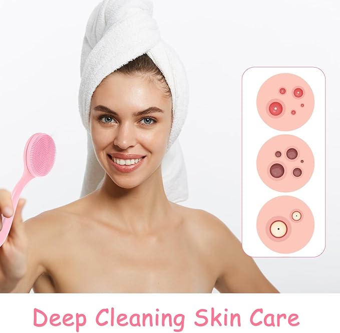 2Pcs Silicone Face Brush Manual Face Scrub Brush, Soft Facial Cleansing Brush Waterproof Exfoliating Face Brush Skin Friendly Face Cleaner Brush for Blackheads Makeup Residues Removal