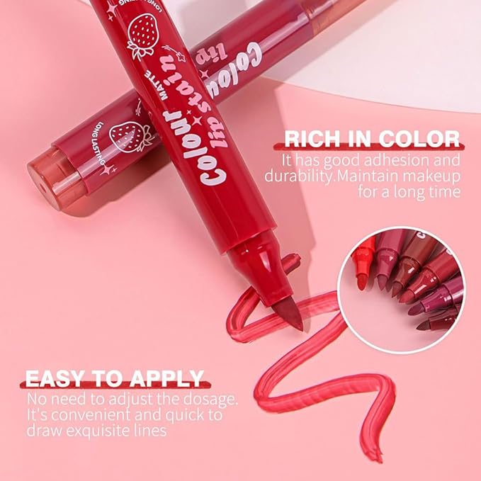 Lip Stain, Waterproof lip tint, Matte Color Look, Longlasting All Day Wear Lip Color, Smudge Proof Natural Finish, Precise Chisel Tip Marker,non sticky lip gloss,kiss proof lip color 02#