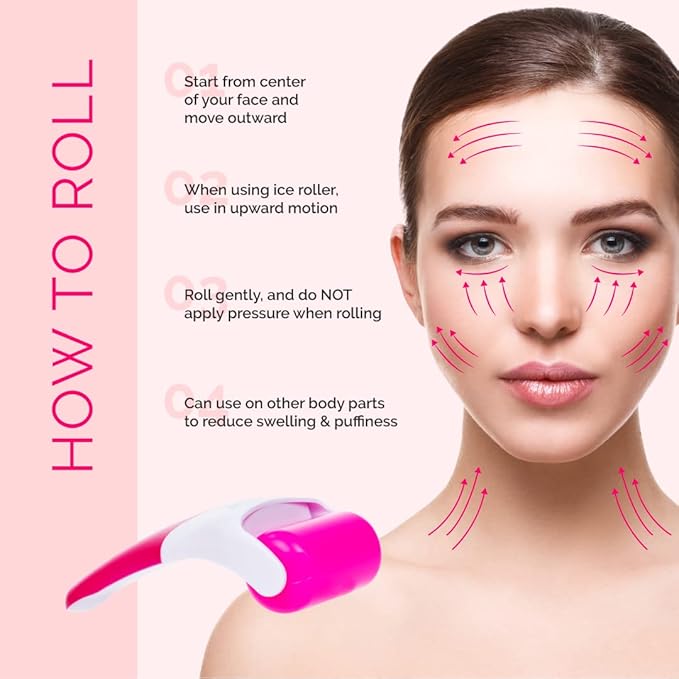 Elizabeth Mott Ice Roller for Face & Eyes Cooling Facial Massager to Reduce Puffiness Under-Eye Bags & Swelling Tighten Pores Boost Circulation Soothe Irritation, Numb Pain for Women and Men