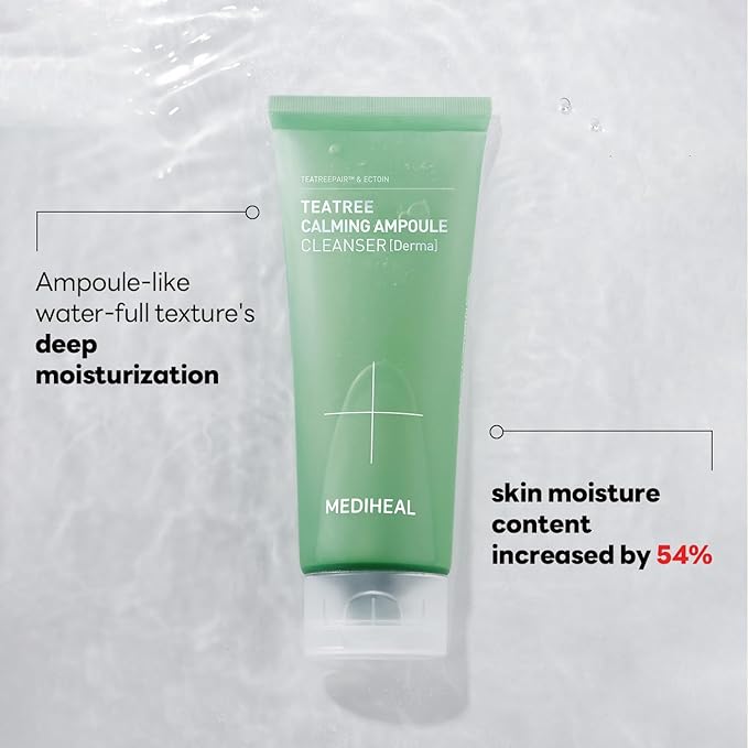 Mediheal Teatree Calming Ampoule Cleanser Special Set (6.76 fl oz + 1.69 fl oz) - Moisture and Calming Synergy with Teatree & Ectoin