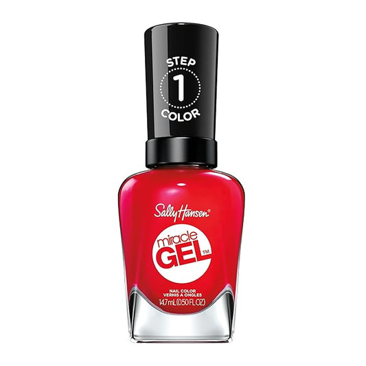 Sally Hansen Miracle Gel, Red Eye, Long Lasting, Gel-Like Formula, No UV Lamp Needed, Opaque, Shiny Red Nail Polish