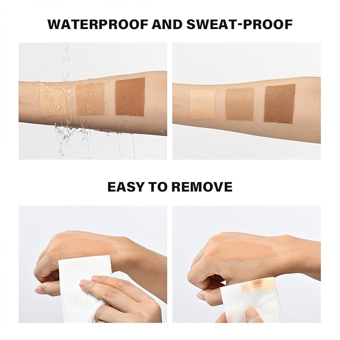 Legs Makeup Waterproof with Brush - No Transfer Body Concealer for Varicose Veins Appearance, Tattoo & Scar Cover Up for All Skin Tones, Waterproof (Medium)