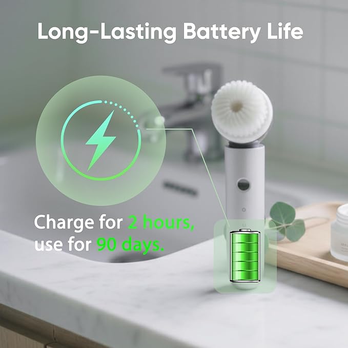 KINGDO Sonic Facial Cleansing Brush, Electric Face Scrubber with 3 Cleaning Modes, IPX7 Waterproof face Brushes for Cleansing with 2 Magnetic Brush Heads, Rechargeable Battery for All Skin Types