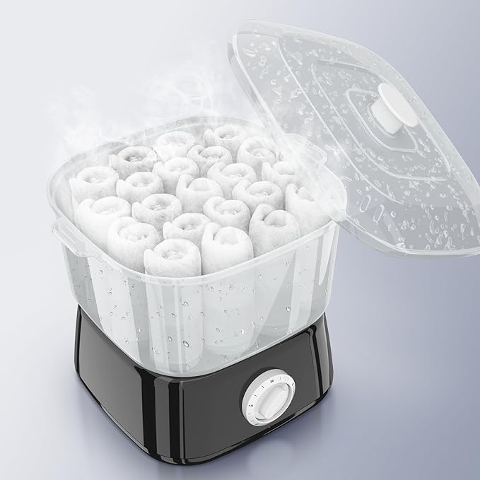 Hot Towel Warmer, Rapid Heating Towel Steamer for Facials can Hold 12 Mini Wet Towels, Portable Mini Towel Warmer for Bathroom,Spa and Salon.