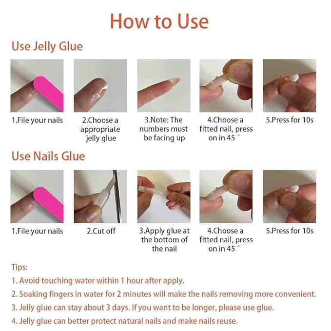 Almond Press On Nails - Medium French Tips Nude Glossy Full Cover Nails for Women - 30 PCS/Set