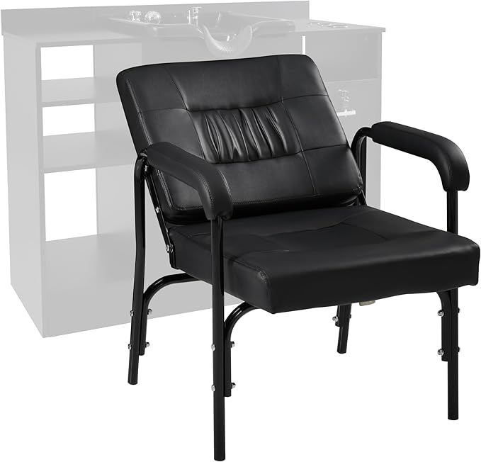 Salon Reclinng Shampoo Chair, Auto Reclining Shampoo Chair for Salon with Heavy Duty Metal Frame can Sit or Lie Down for Spa Beauty Equipment, Black