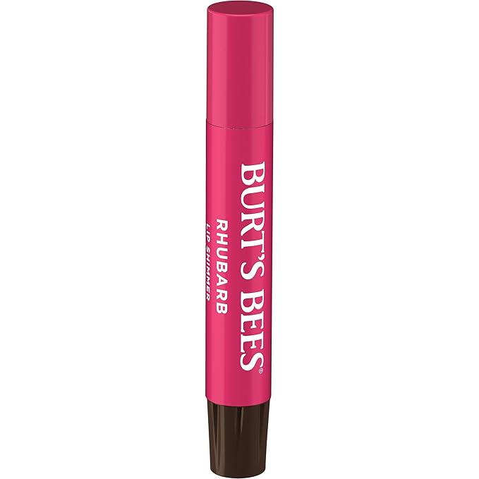 Burt's Bees Shimmer Lip Tint Set, Tinted Lip Balm Stick, Moisturizing for All Day Hydration with Natural Origin Glowy Pigmented Finish & Buildable Color, Rhubarb (4-Pack)