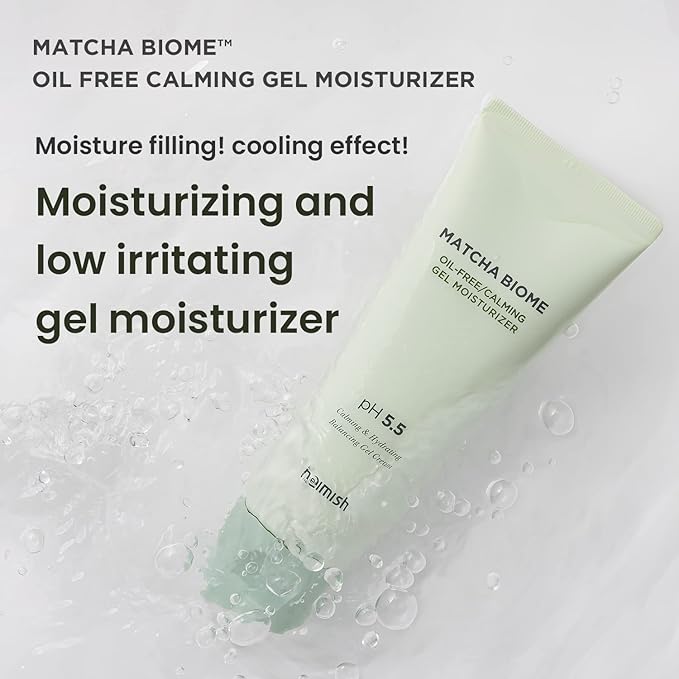 HEIMISH Matcha Biome Oil-free Calming Gel Moisturizer - Moisturizing, Cooling, Soothing, Low Irritating, Non-sticky formula with Matcha, Probiotics, for Oily & Acne-prone Skin, pH 5.5, 3.4fl.oz/100ml