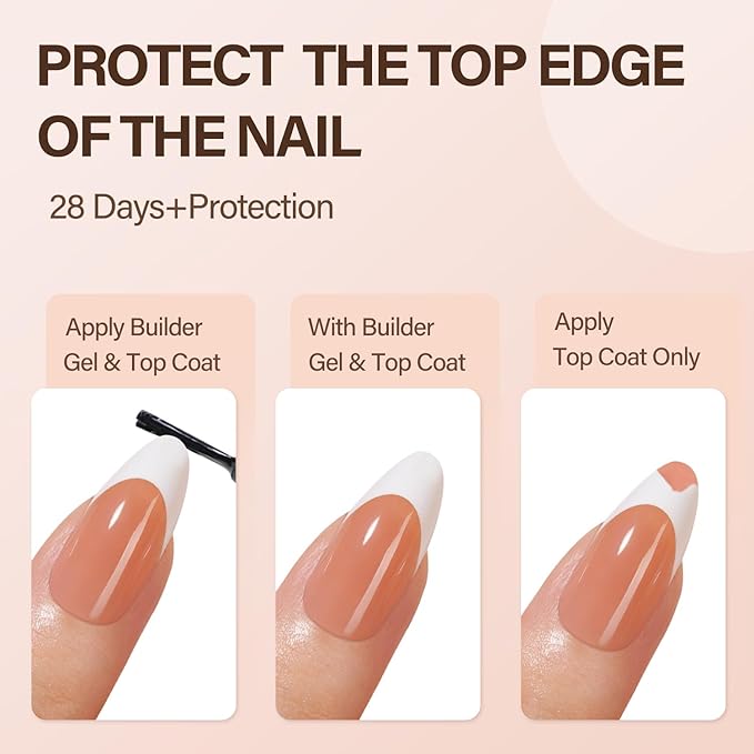 Vansiho French Gel Nail Tips, 150Pcs Medium Almond Gel Nail Tips, Brown French Tips Press on Nails, Soft French Gel Tips, Fake Nails for Nail Art DIY 15 Sizes