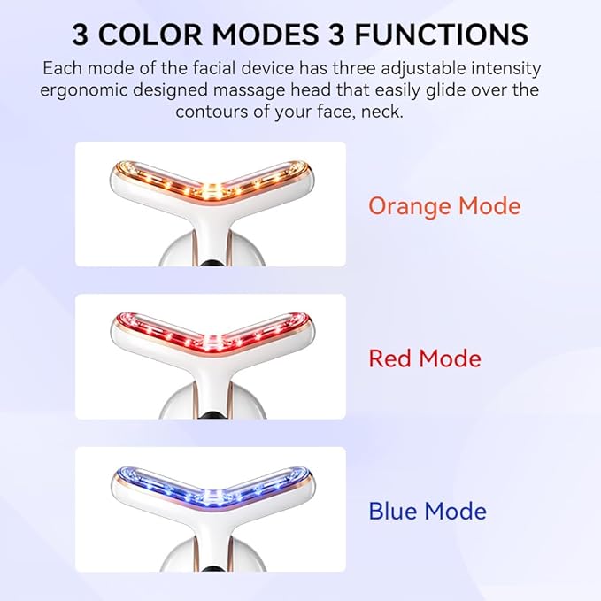 Neck Face Massager, Multifunctional Facial Massager, Face Sculpting Tool for Skin Care with Vibration, Thermal (White Gold)