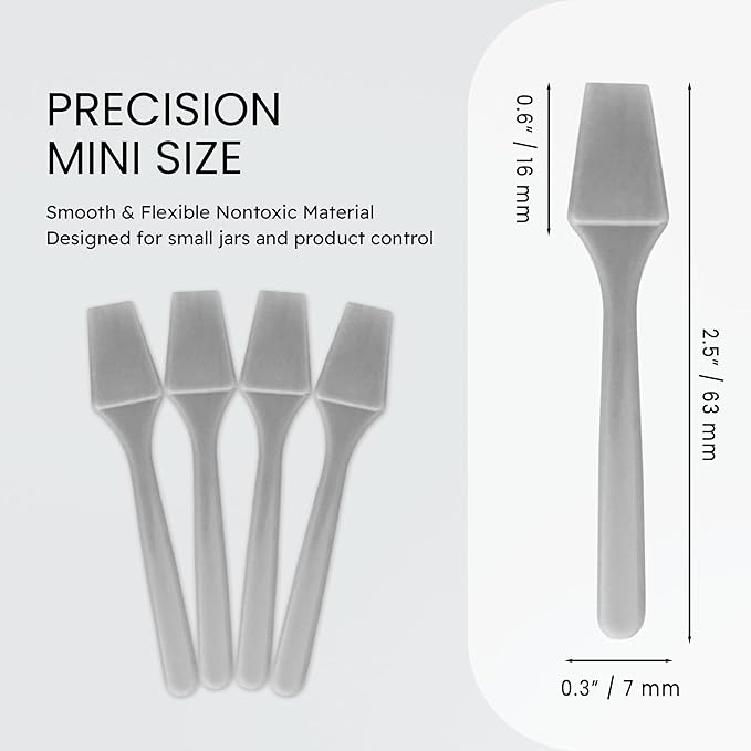 PANA 100pcs Brand Cosmetic Make Up Disposable Plastic 2.5" Spatulas Skin Care Facial Cream Mask Spatula (100 Pieces in a Container) (GRAY)