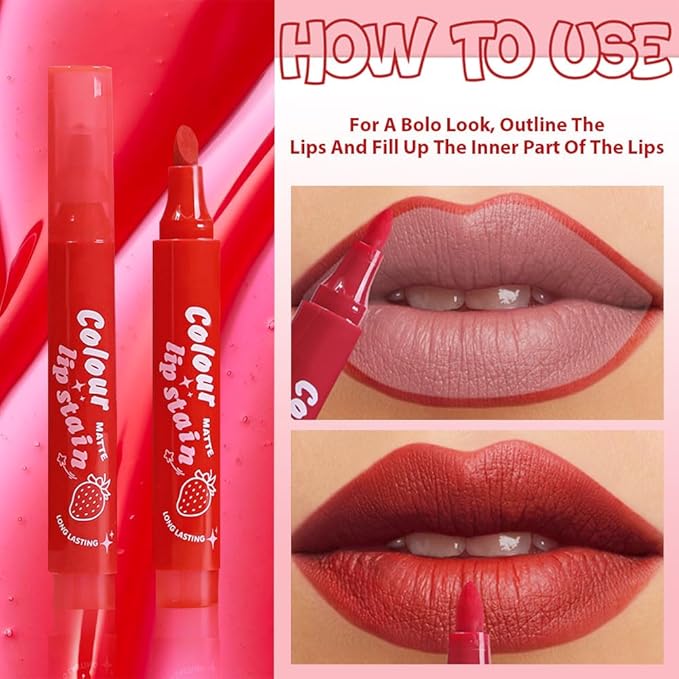 Lip Stain, Waterproof lip tint, Matte Color Look, Longlasting All Day Wear Lip Color, Smudge Proof Natural Finish, Precise Chisel Tip Marker,non sticky lip gloss,kiss proof lip color 03#