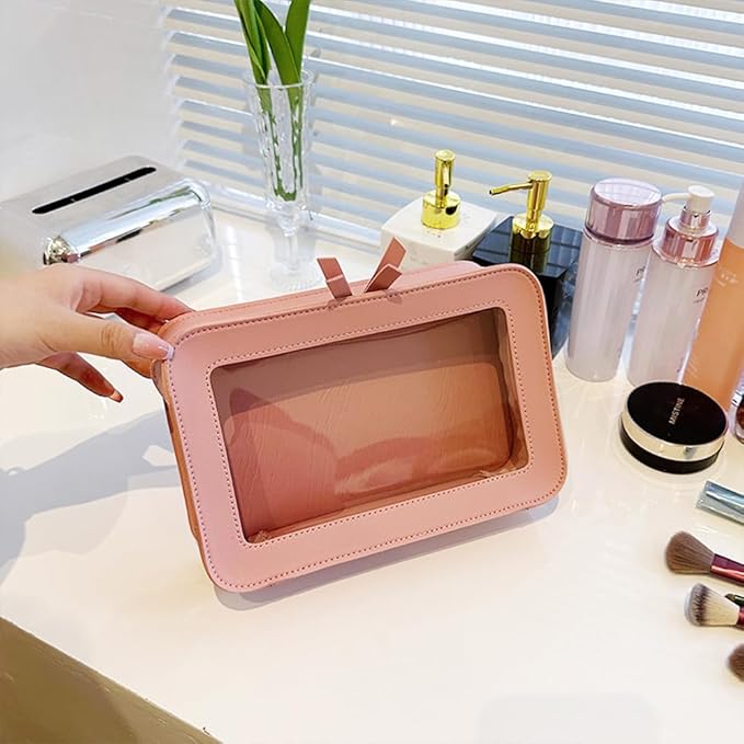 Clear Makeup Bag Small, TSA Approved Portable Toiletry Bag with Zipper Cosmetic Travel Bag Makeup Organizer Case Mini Makeup Pouch for Purse Car Organizer Bag for Women Men