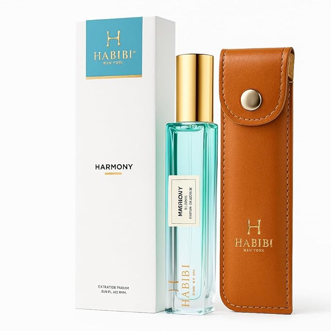 H HABIBI Harmony Extrait De Parfum 10ml (0.30 fl Oz) – Travel Size Unisex Arabian Fragrance, Long Lasting, 25% Perfume Oil, Luxury Niche with Leather Case