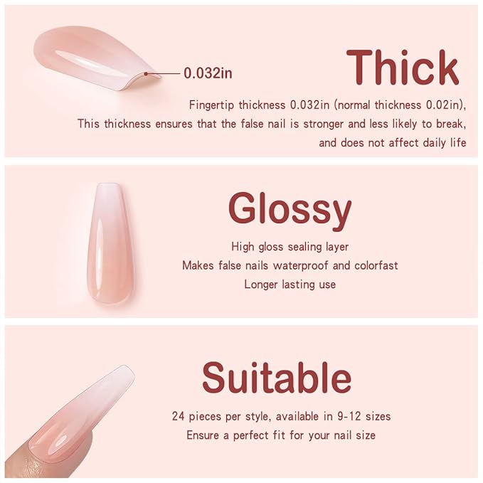 Yivaiks 24 pcs Pink Coffin Press on Nails Long Nails for Women, Glossy Crystal Rhinestone Fake Nails with Nail Glue on Nails,Full Coverage Acrylic Nails（helmsman）