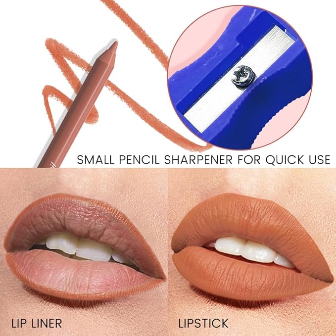 evpct 1Pcs Burnt Orange Matte Long Lasting Lip Liner Pencils Makeup for Shaping & Sculpting Lips, No Transfer Long Wear Waterproof Pigmented Lip Liner lipliners Crayon Lipstick Pencil with Sharpener 2