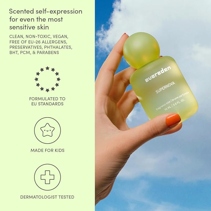 Evereden Fragrance Hair and Body Mist - Supernova: Clean and Vegan Collectible Hair and Body Spray for Teen Girls - Amplify Your Self Expression with Iconic Scents in Aesthetic Bottles
