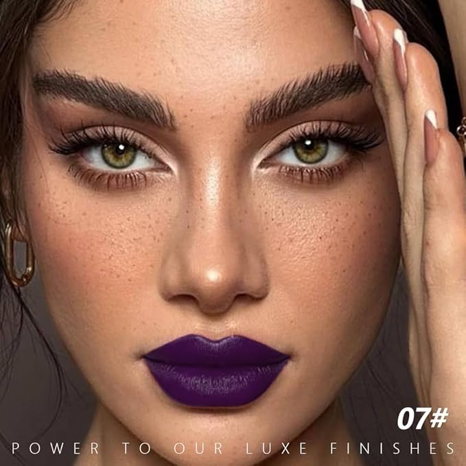 Dark Purple Matte Lipstick - Lip Crayon & Face Paint Stick for Women, Smooth Pigmented for Everyday Halloween Birthday Party Wear, Younger-Looking Lip Makeup, Labial para fiesta de disfraces 07
