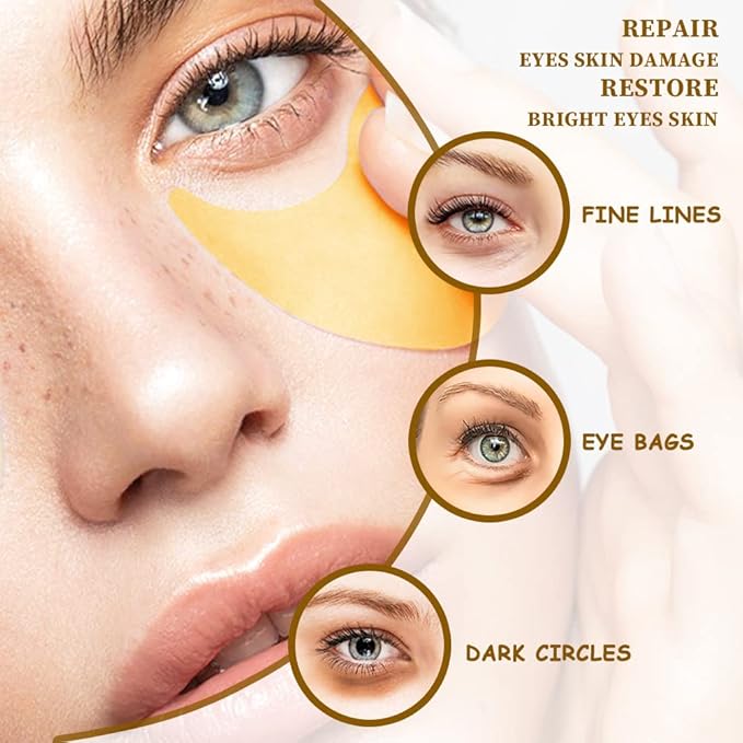 Under Eye Patches with Aloe Vera Natural for Dark Circles and Puffiness, Hyaluronic Acid Eye Mask 60 Pieces Moisturizing Skin Care for Anti-Wrinkle