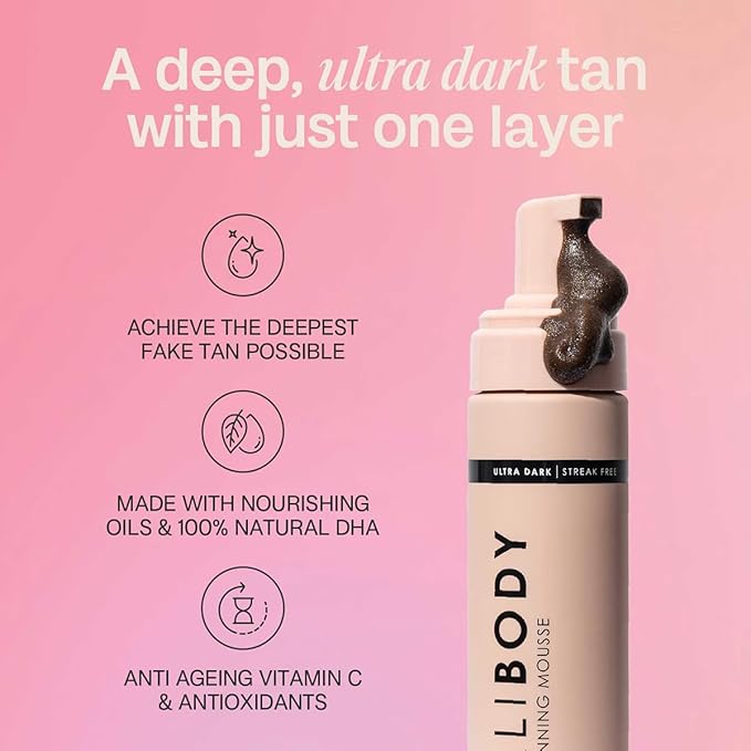 Bali Body Self-Tanning Mousse - Ultra Dark | Deep Bronzed Shade, Streak-Free Green Based Tinted Self-Tanner for All Skin Types | 100% Vegan, Cruelty Free, Australian Made (200 ml/6.7 fl oz)