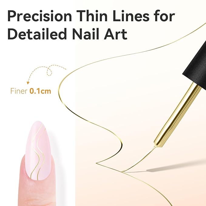 Makartt Metallic Gold Gel Liner Nail Polish: 3D Mirror Chrome Effect with Built in Thin Brush Soak Off UV/LED Gel for DIY Manicure Home and Salon Nail Art Designs 8ml