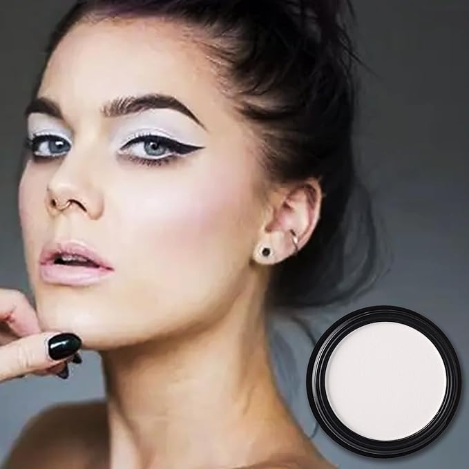 MEICOLY White Single Eyeshadow,Pressed Powder Matte Eye Shadow for Halloween SFX Mime Cosplay Makeup,White Cream to Powder Foundation for Makeup,High Pigment Eyeshadow for Day & Night