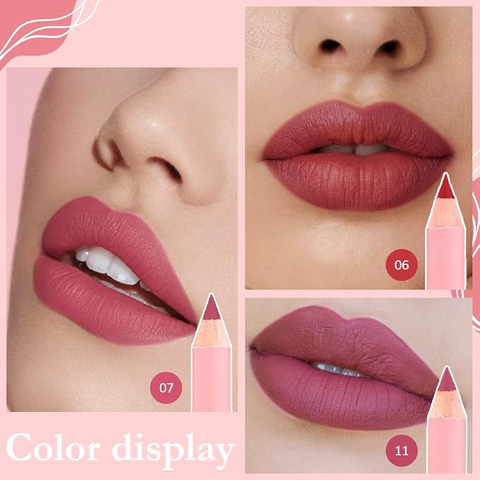 6 Pcs Natural Nude Brown Beige Colors Lip Liner Lipstick Pencils Set for Daily Makeup,Easy to Apply & Remove,Waterproof (02, pack of 6)