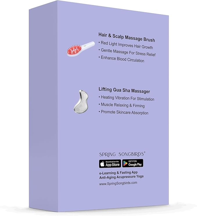 Red Light Scalp Massager & Gua Sha Set | Electric Hair Comb & Face Massager | Warm & Cold Therapy for Relaxation, Skincare & Anti-Aging | Spa Gift for Men & Women